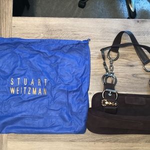 Stuart Weitzman Suede Hand Satchel-Dark Chocolate